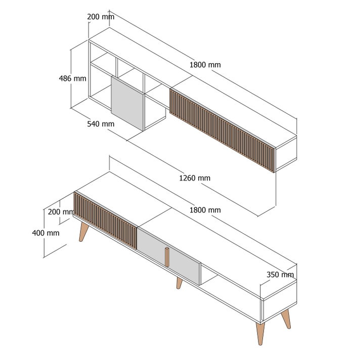 Hanah Home Mueble de TV Milan - Nogal y Travertino